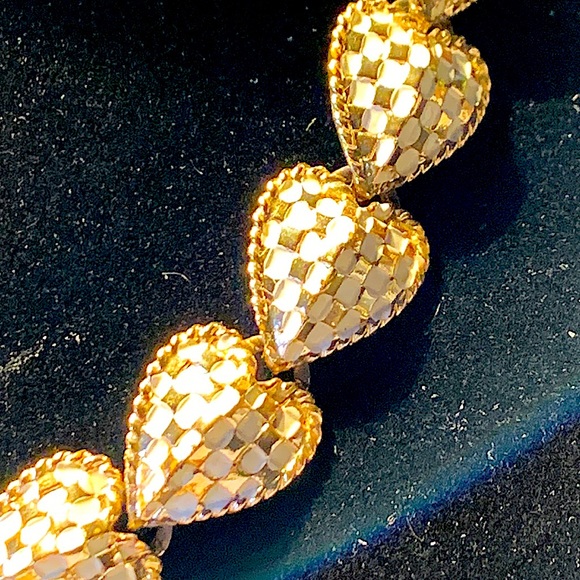 CORO HEART NECKLACE CREAM GOLD CHECK VINTAGE 15 INCH 13 LINKS - Picture 2 of 10